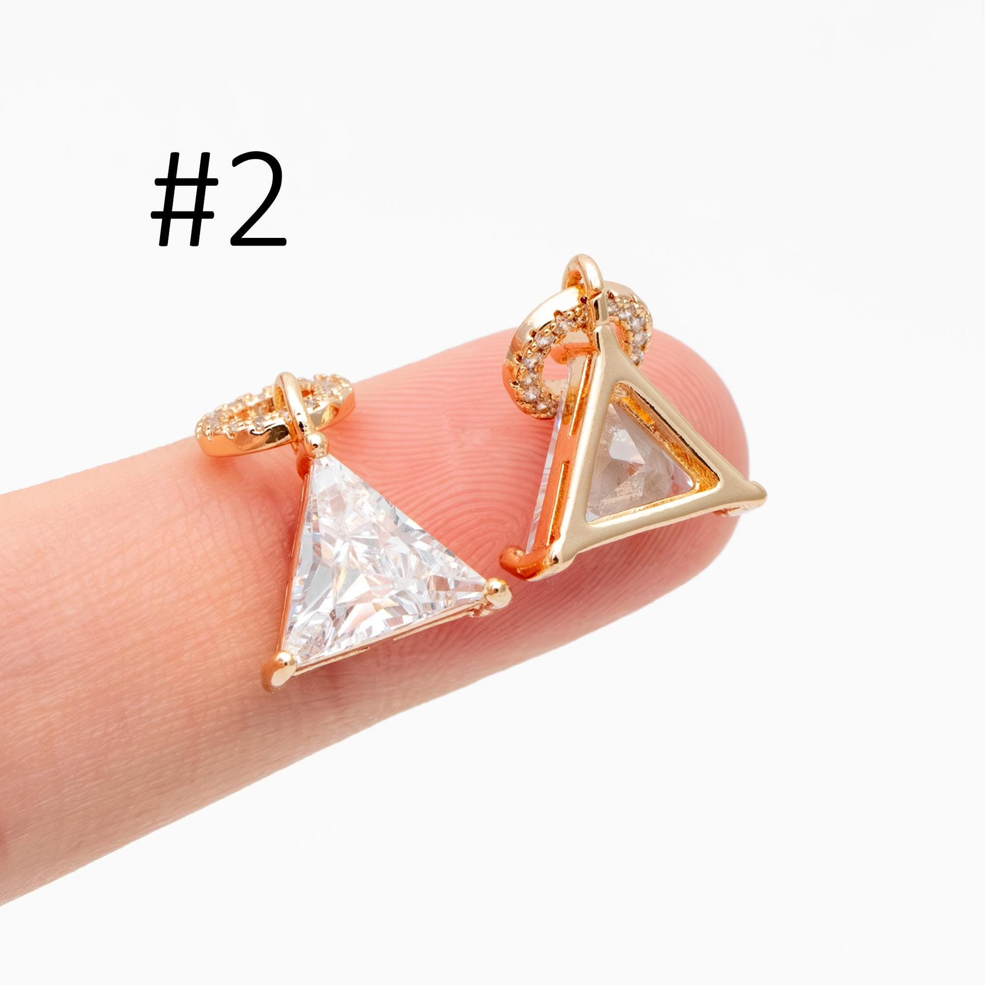 4pcs CZ Pave Gold Geometric Charms, Gold Plated Brass Crystal Charms, Diy Jewelry Making Supplies (GB-3850)