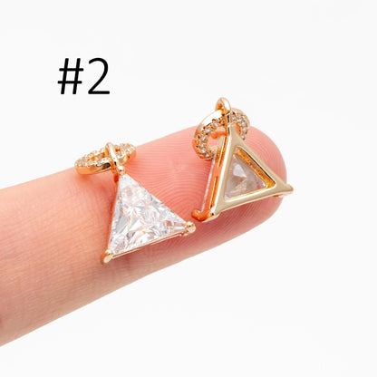 4pcs CZ Pave Gold Geometric Charms, Gold Plated Brass Crystal Charms, Diy Jewelry Making Supplies (GB-3850)