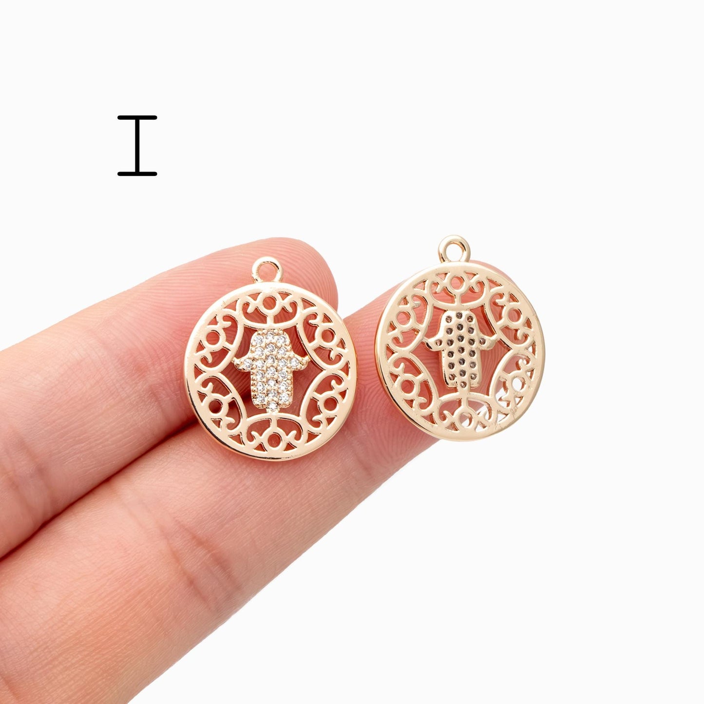 4pcs CZ Pave Gold Hamsa Hand Charm, Evil Eye Earring Charm, Jewelry Making, Diy Material, Jewelry Supplies (GB-3923)