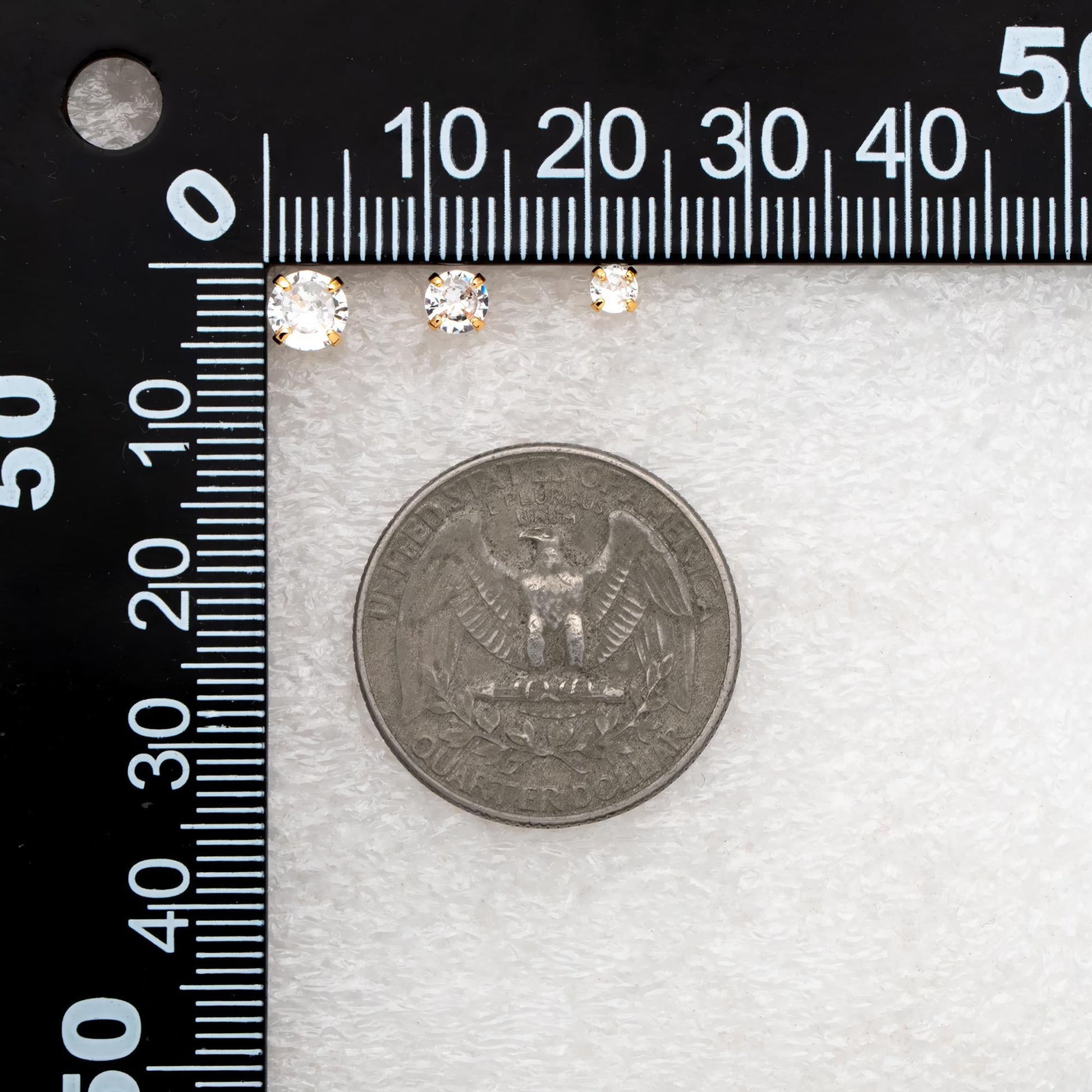 10pcs Micro Pave CZ Round Ear Posts, Real Gold Plated Brass Geometric Earring Studs (#GB-4699)