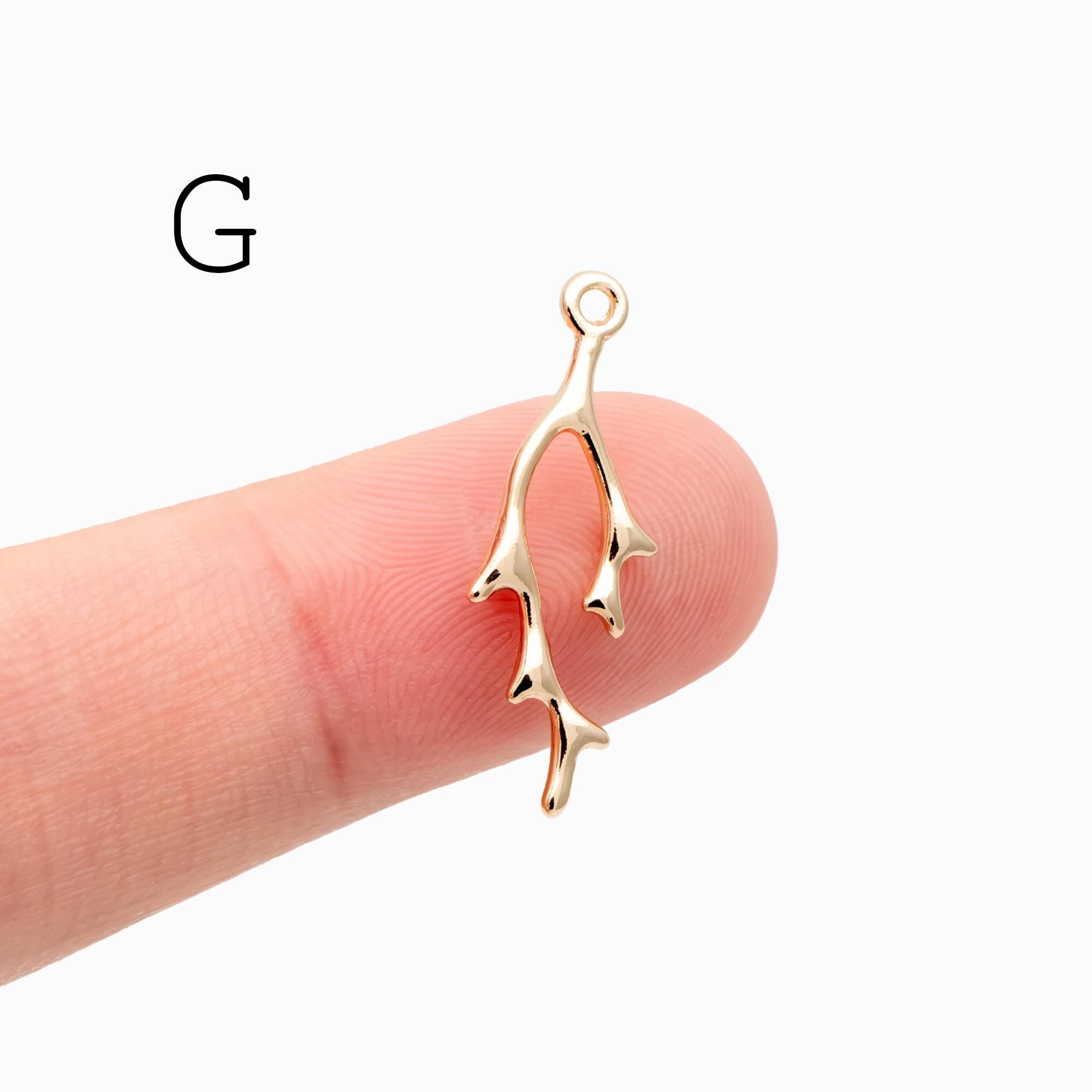 4pcs Gold Branch Charms , Real Gold Plated Brass, Christmas Pendants, Jewelry Making, Diy Material, Jewelry Supplies (GB-2672)