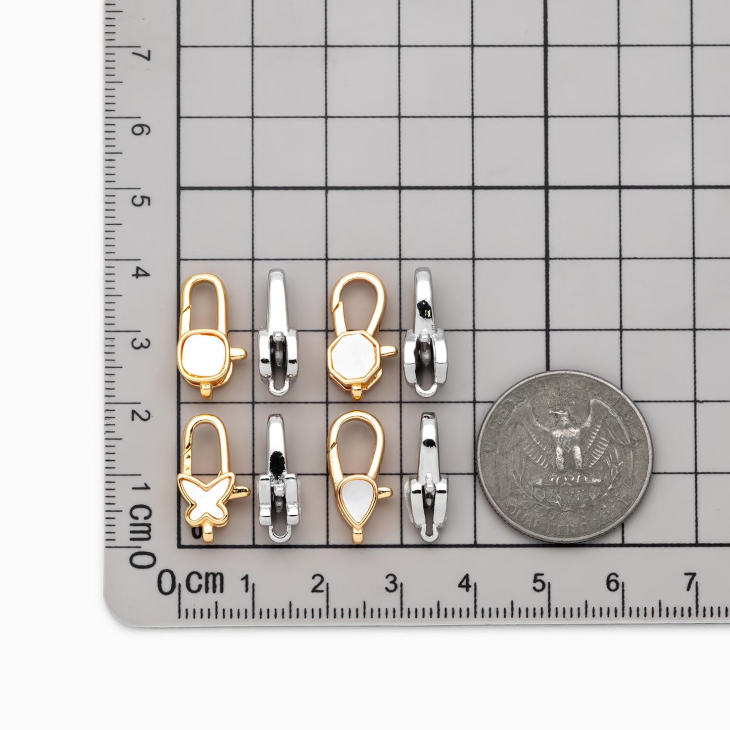 4pcs Shell Pave Gold/ Silver Tone Lobster Claw Clasps, Real Gold/ Rhodium plated Brass, Necklace Bracelet Charm Clasps (GB-4705)