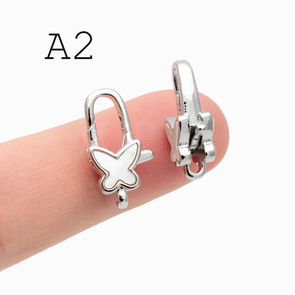 4pcs Shell Pave Gold/ Silver Tone Lobster Claw Clasps, Real Gold/ Rhodium plated Brass, Necklace Bracelet Charm Clasps (GB-4705)