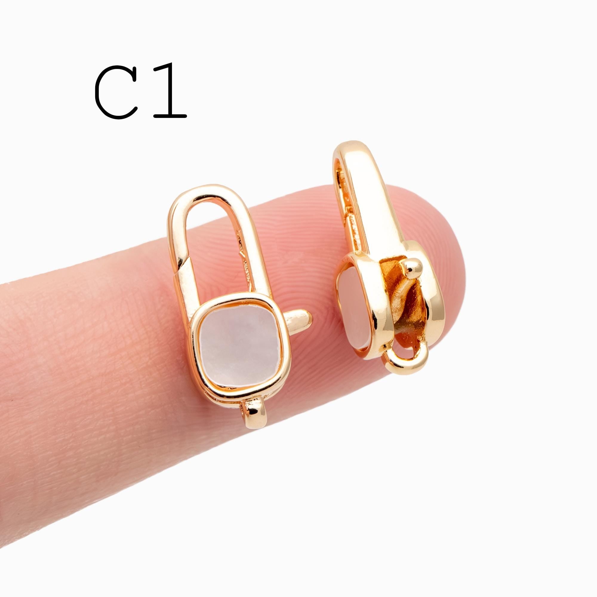 4pcs Shell Pave Gold/ Silver Tone Lobster Claw Clasps, Real Gold/ Rhodium plated Brass, Necklace Bracelet Charm Clasps (GB-4705)