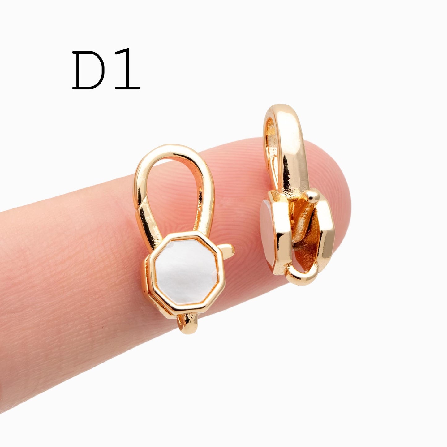 4pcs Shell Pave Gold/ Silver Tone Lobster Claw Clasps, Real Gold/ Rhodium plated Brass, Necklace Bracelet Charm Clasps (GB-4705)