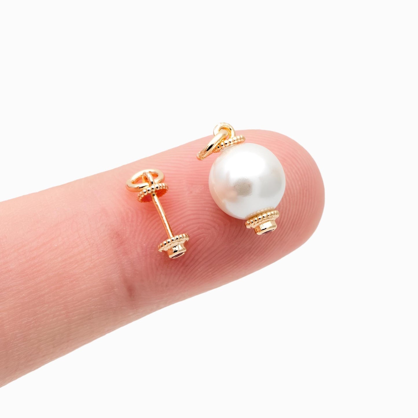 10pcs CZ Pave Gold Peg Bail, Real Gold plated Brass, DIY Charm Drop Bail, Peg Pearl Findings (GB-4712)