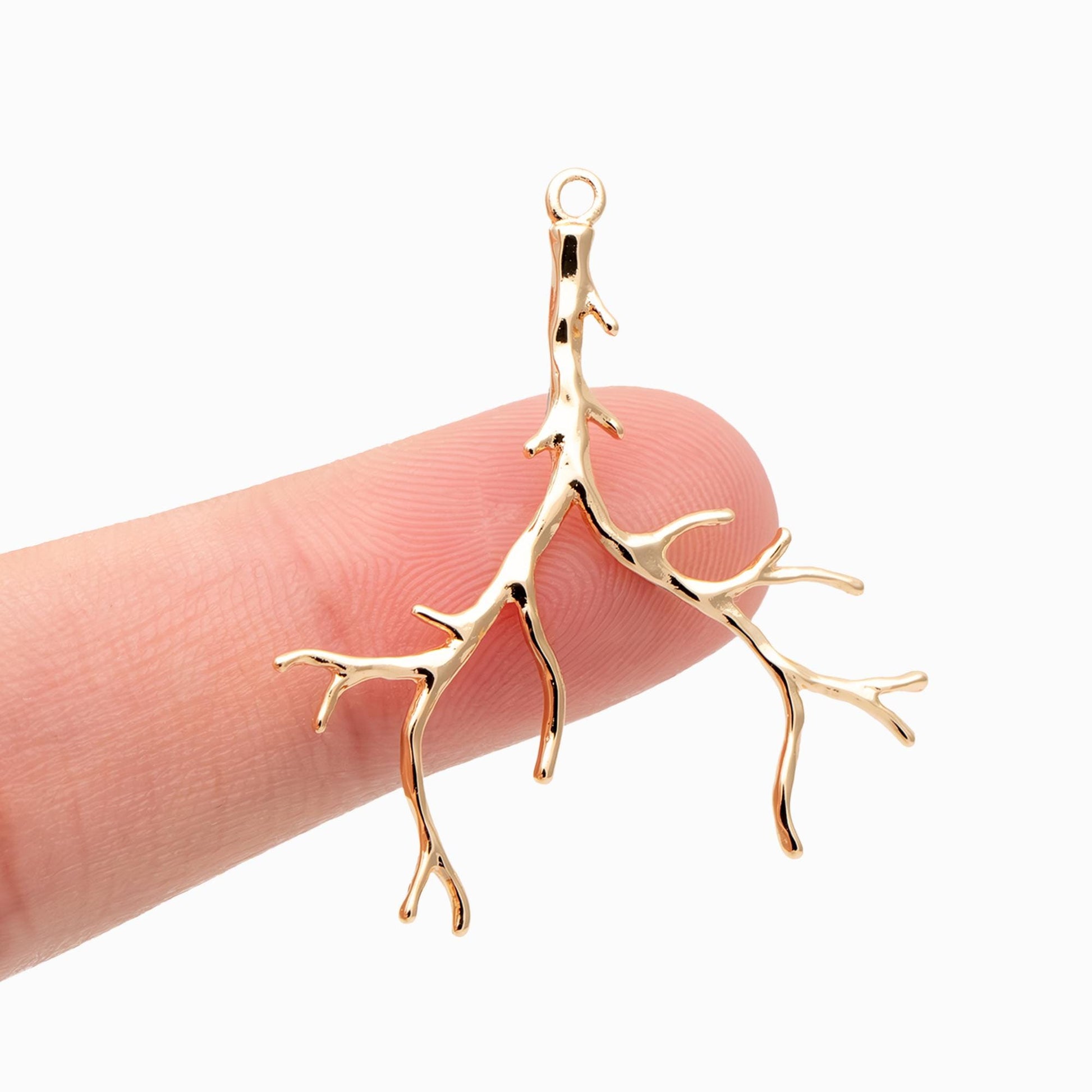 4pcs Gold Branch Charms, 18K Gold plated Brass, Jewelry Making, Diy Material, Jewelry Supplies (GB-2672-B)