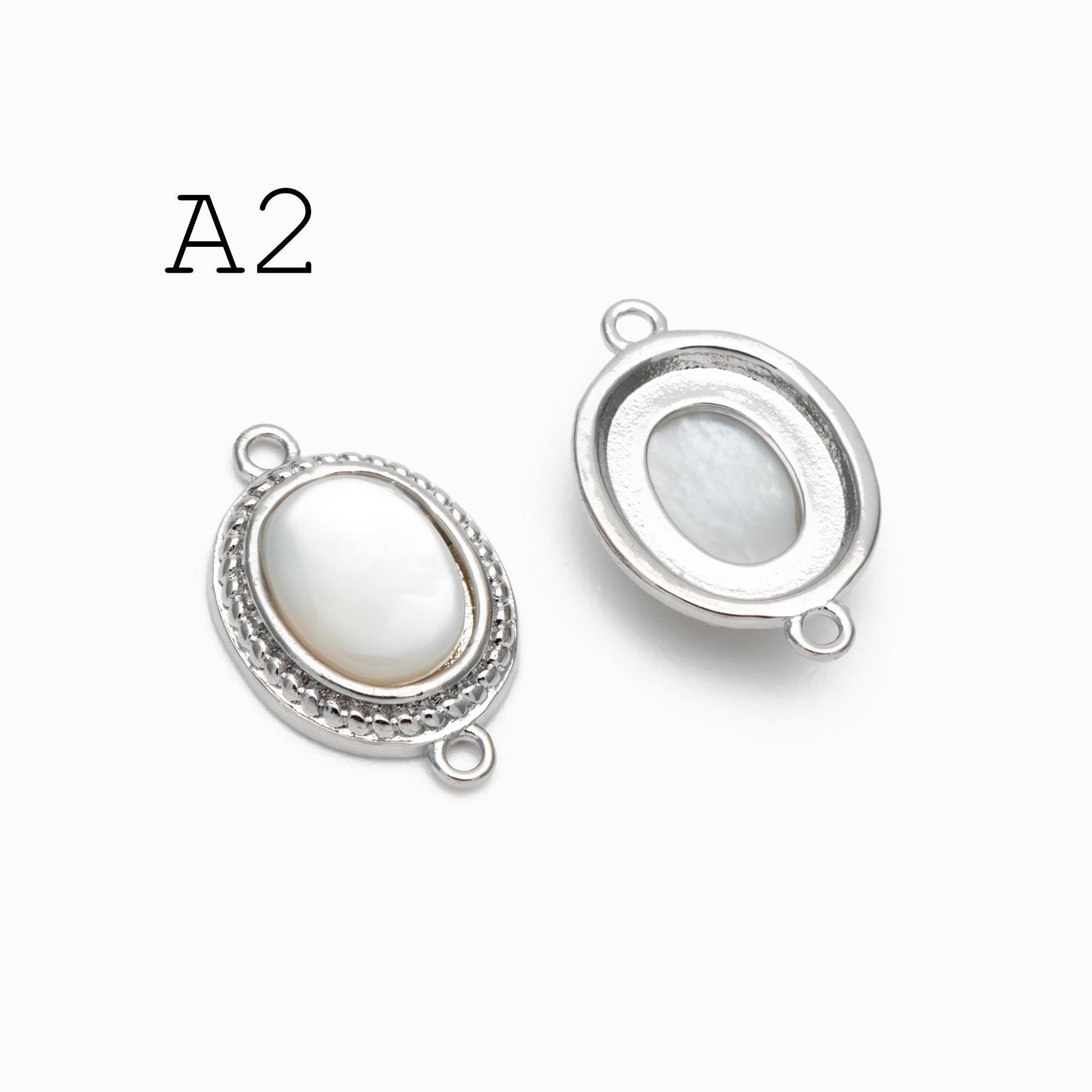 4pcs Shell Paved Gold Oval Connectors 17x11mm, Gold plated Brass, Oval Earring Charm Pendants (GB-3933)