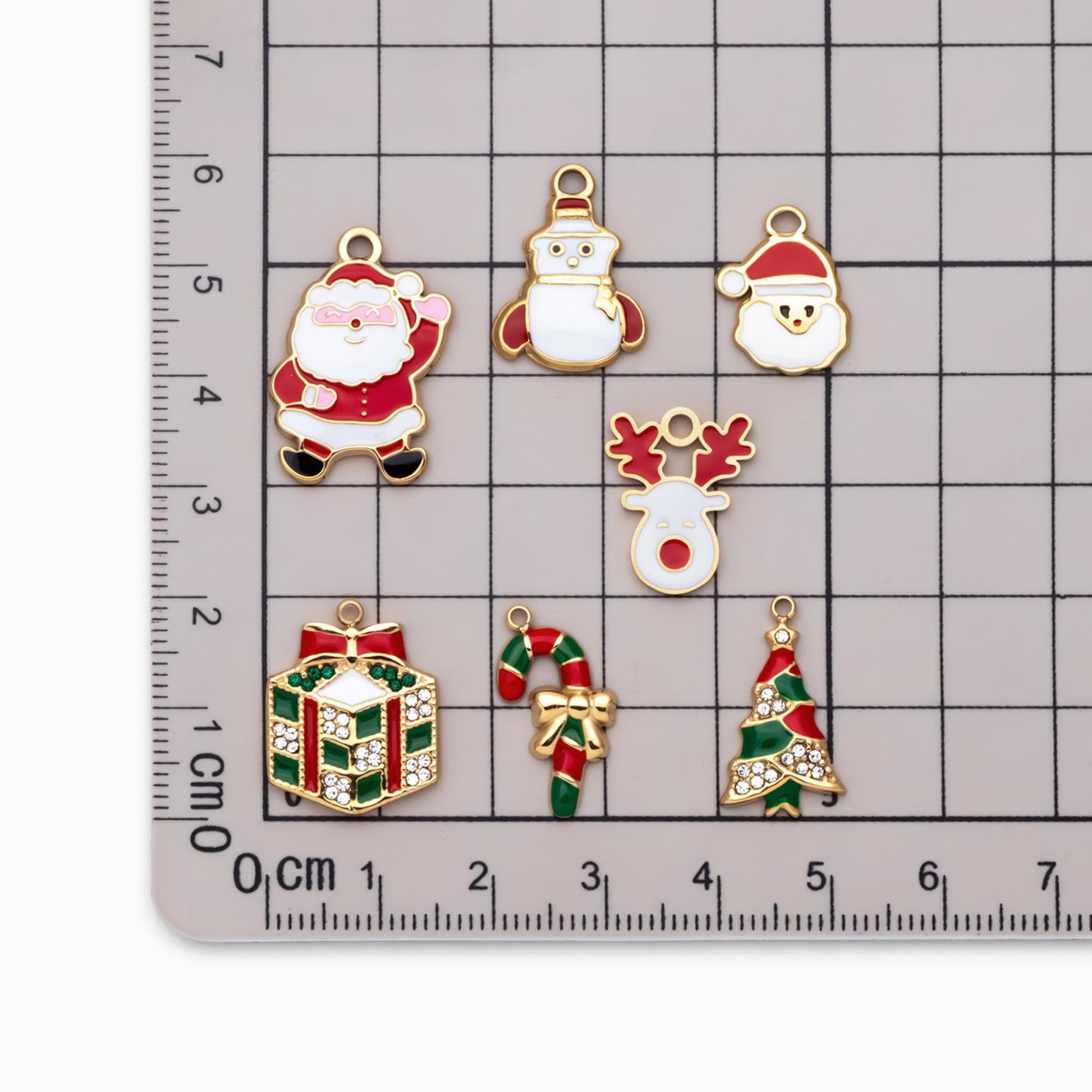 4pcs Enamel Christmas Charms, PVD Gold Stainless Steel, Jewelry Making Supply (GB-4700)