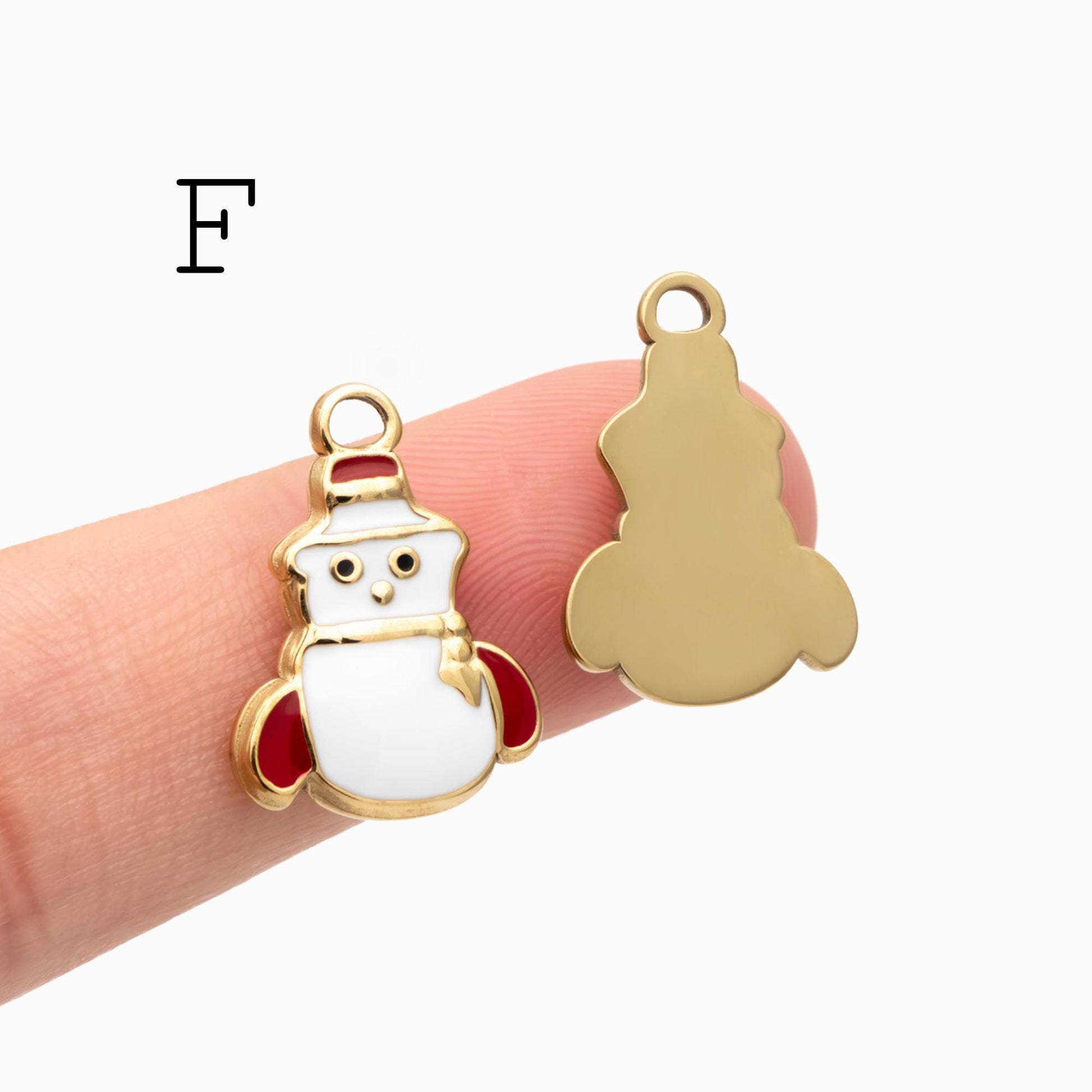 4pcs Enamel Christmas Charms, PVD Gold Stainless Steel, Jewelry Making Supply (GB-4700)