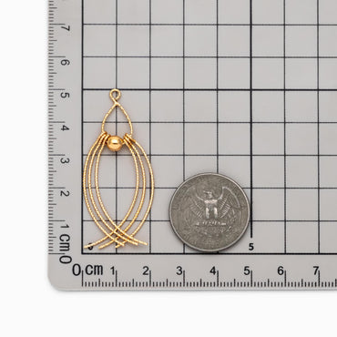 4pcs Gold Tearrdop Charms, Gold plated Brass, Long Tassel Pendants (GB-4715)