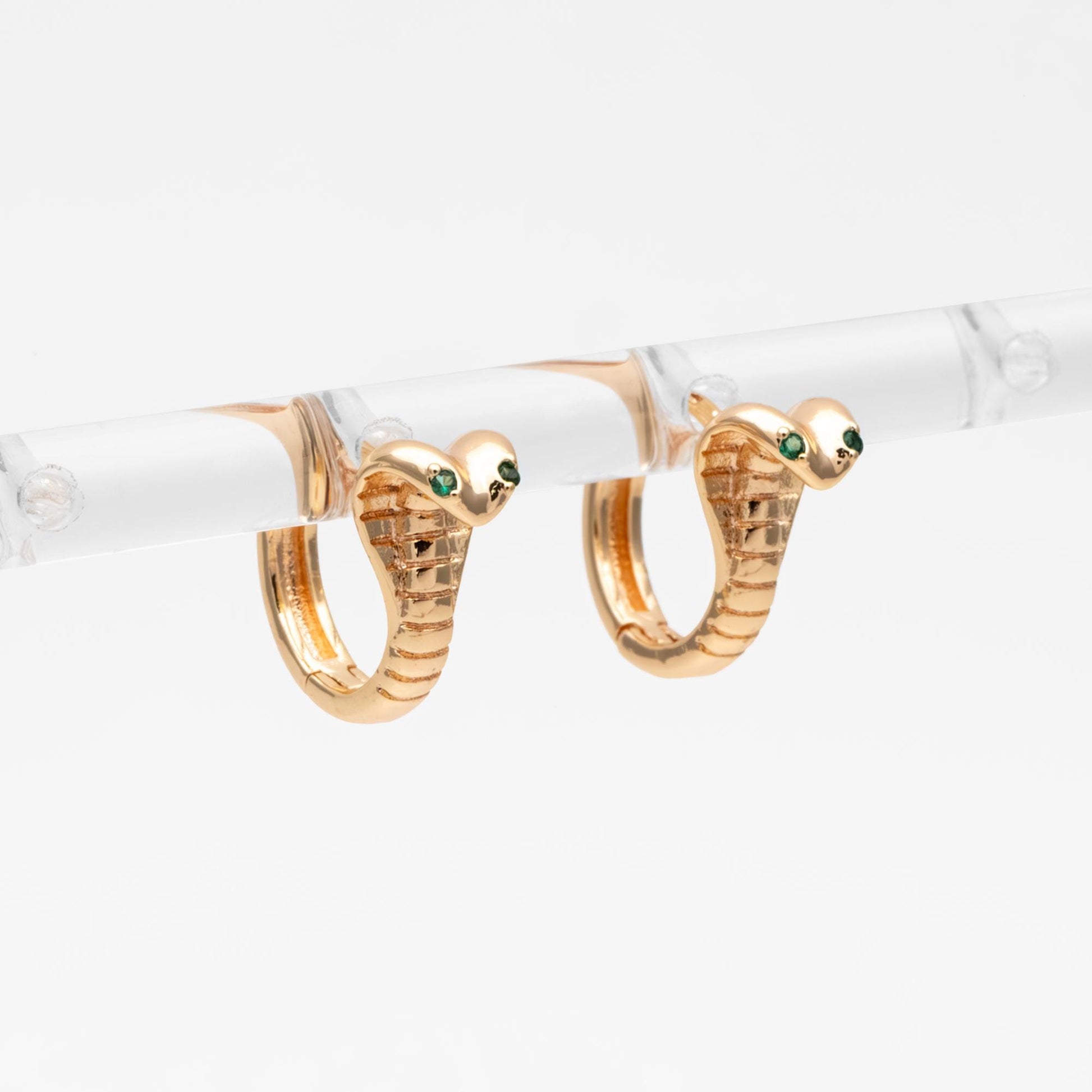 10pcs Cobra Hoop Earrings, Gold Huggie Earrings, Snake Huggie Hoops (GB-4718)