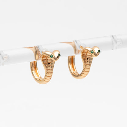 10pcs Cobra Hoop Earrings, Gold Huggie Earrings, Snake Huggie Hoops (GB-4718)