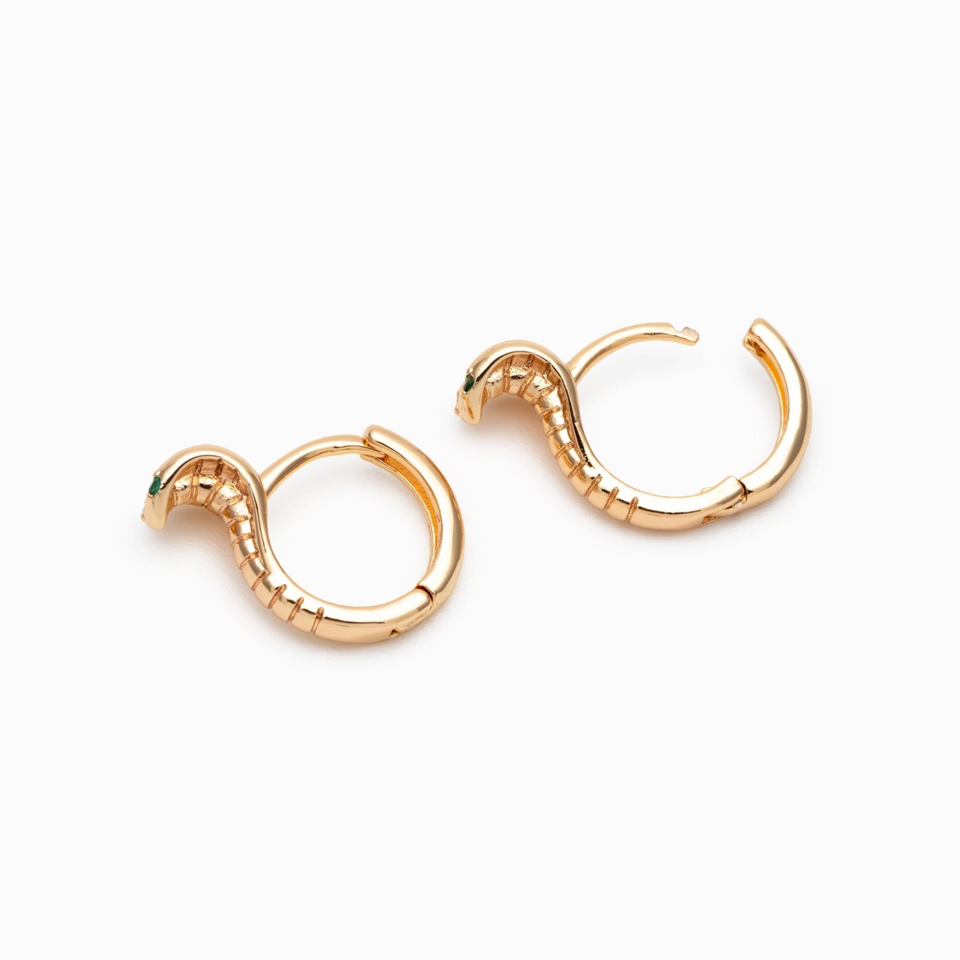 10pcs Cobra Hoop Earrings, Gold Huggie Earrings, Snake Huggie Hoops (GB-4718)