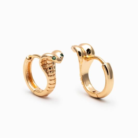 10pcs Cobra Hoop Earrings, Gold Huggie Earrings, Snake Huggie Hoops (GB-4718)