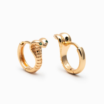 10pcs Cobra Hoop Earrings, Gold Huggie Earrings, Snake Huggie Hoops (GB-4718)