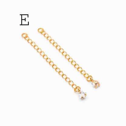 4pcs Gold/ Silver Tone Lobster Claw Clasps with Extender Chain , Gold/ Rhodium plated Brass, Necklace Bracelet Extension Chain (GB-4711)