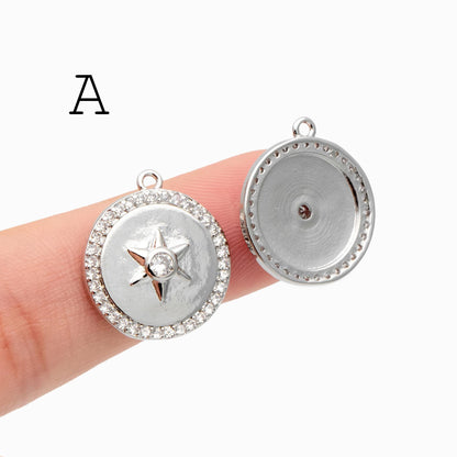 4pcs Gold/ Silver North Star Charms , Gold/ Rhodium plated Brass, CZ Pave Star Pendants (GB-1048)