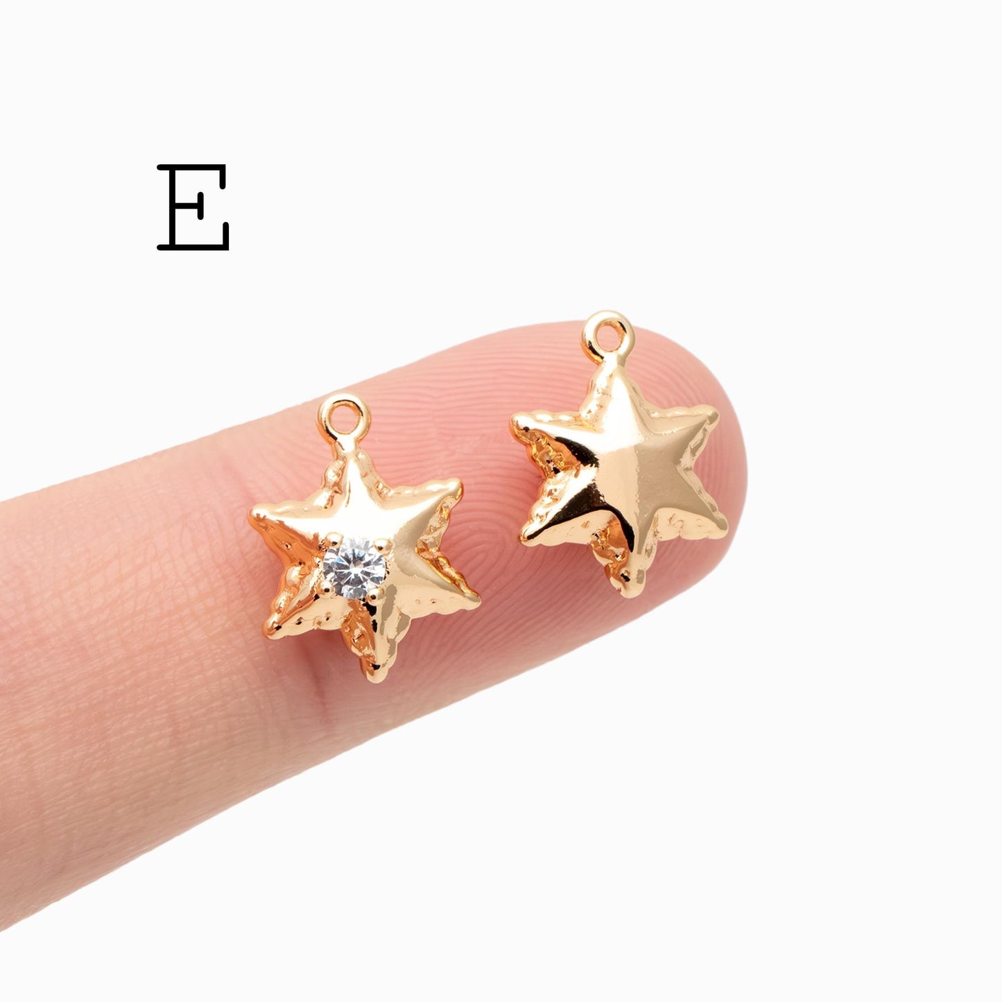 4pcs Gold/ Silver North Star Charms , Gold/ Rhodium plated Brass, CZ Pave Star Pendants (GB-1048)
