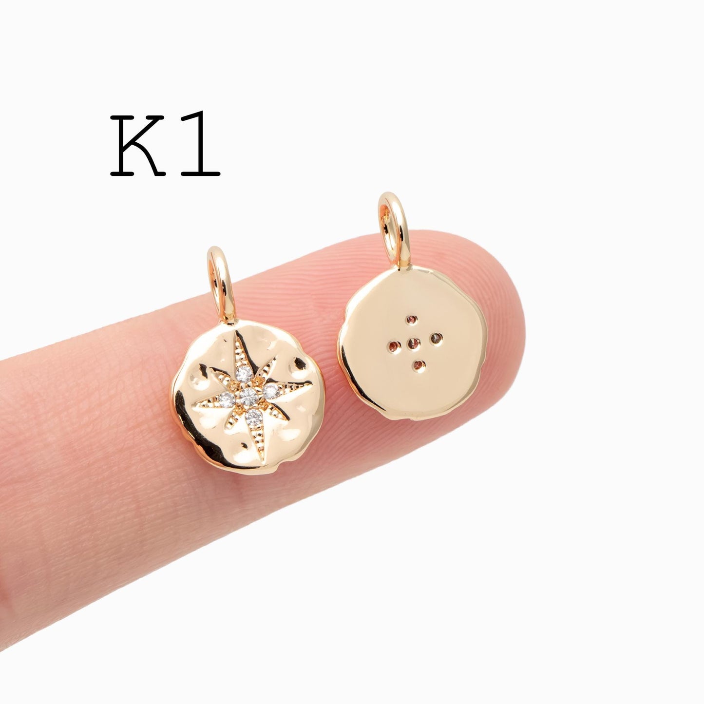 4pcs Gold/ Silver North Star Charms , Gold/ Rhodium plated Brass, CZ Pave Star Pendants (GB-1048)