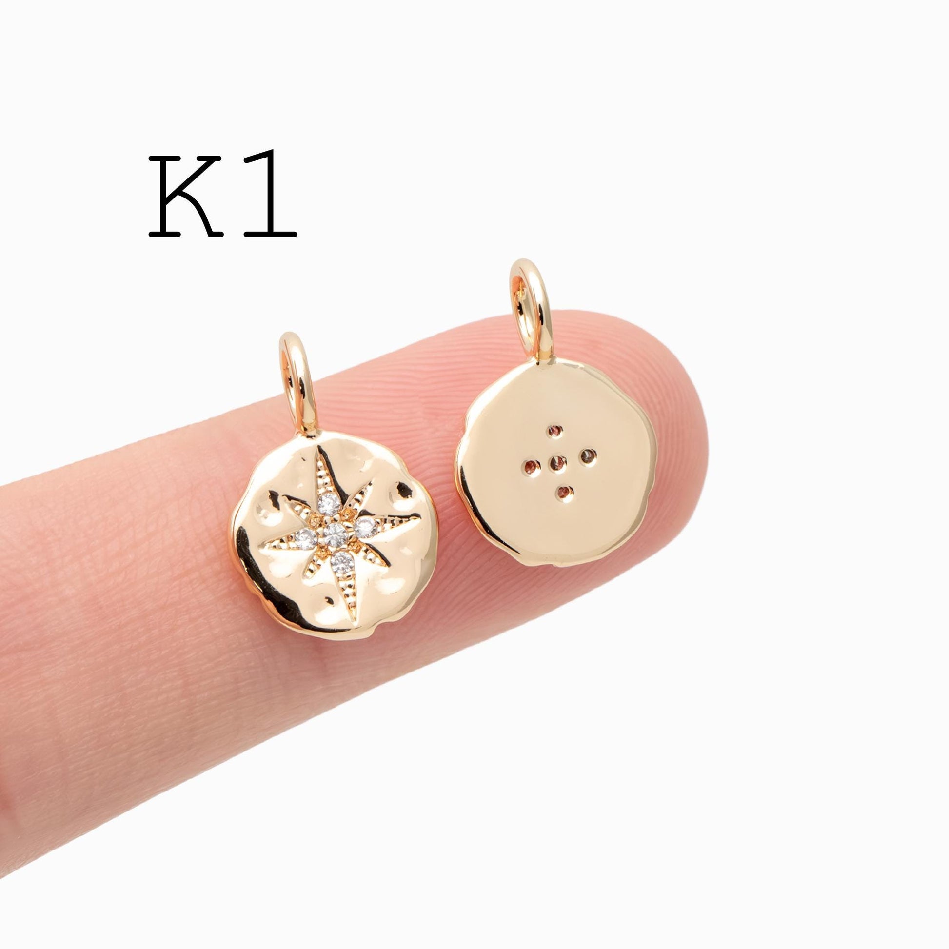 4pcs Gold/ Silver North Star Charms , Gold/ Rhodium plated Brass, CZ Pave Star Pendants (GB-1048)