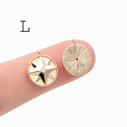 4pcs Gold/ Silver North Star Charms , Gold/ Rhodium plated Brass, CZ Pave Star Pendants (GB-1048)