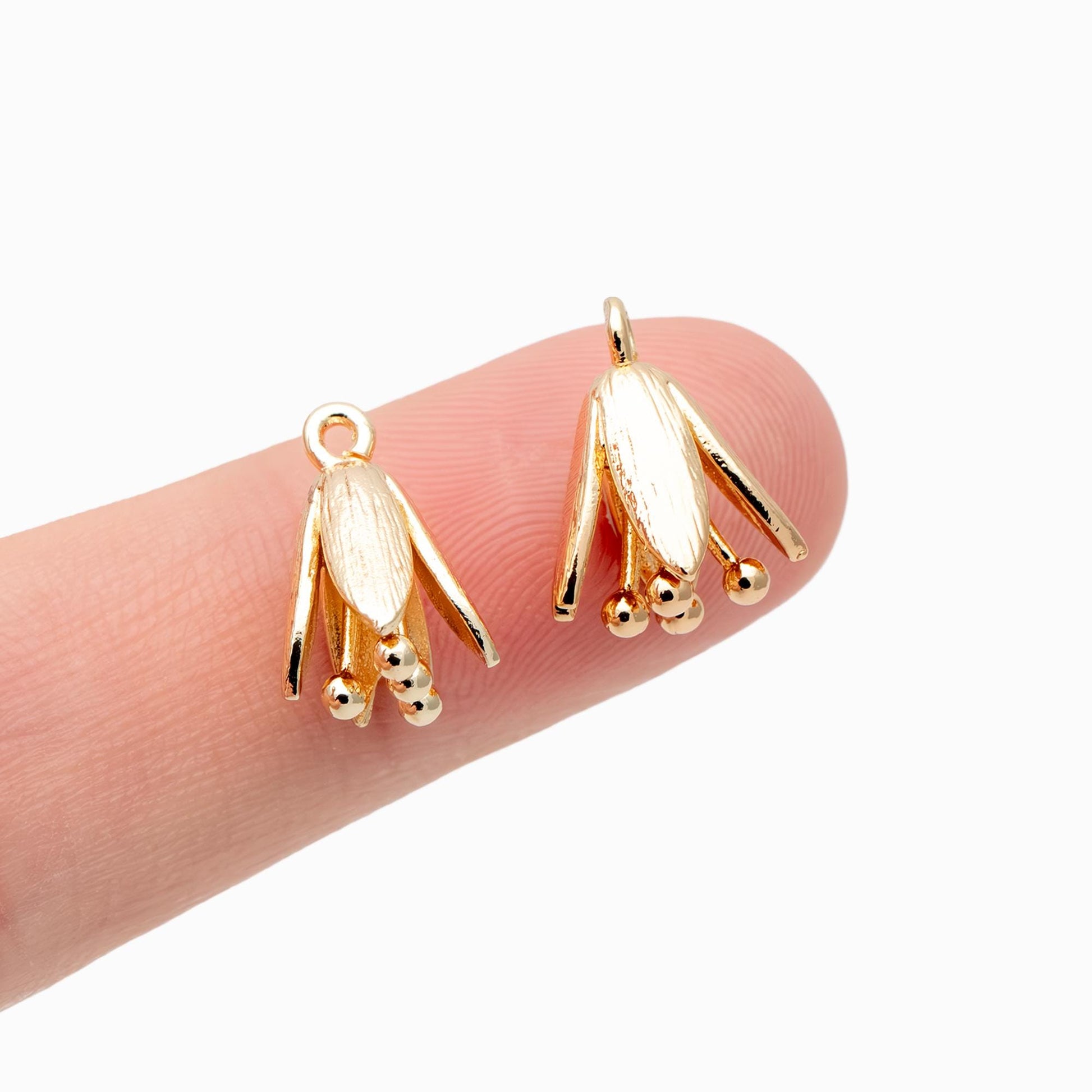 10pcs Gold/ Silver Tone Flower Bud Charms , 18K Gold plated Brass, Dainty Earring Charms (GB-1103)