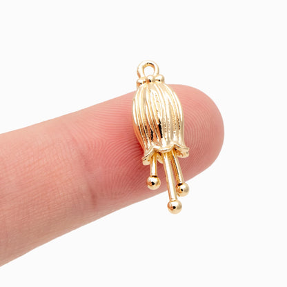10pcs Gold/ Silver Tone Flower Bud Charms , 18K Gold plated Brass, Dainty Earring Charms (GB-1103)