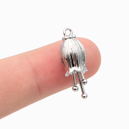 10pcs Gold/ Silver Tone Flower Bud Charms , 18K Gold plated Brass, Dainty Earring Charms (GB-1103)