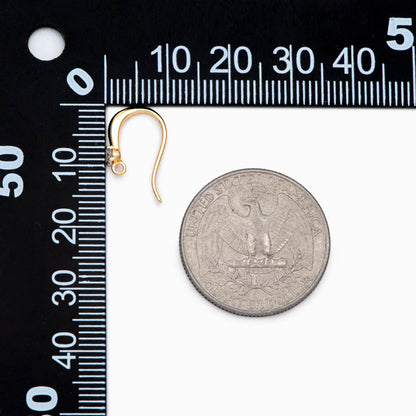 10pcs CZ Pave Gold Earring Hooks, 18K Gold Plated Brass Earwires, Craft Earring Components (GB-2974)