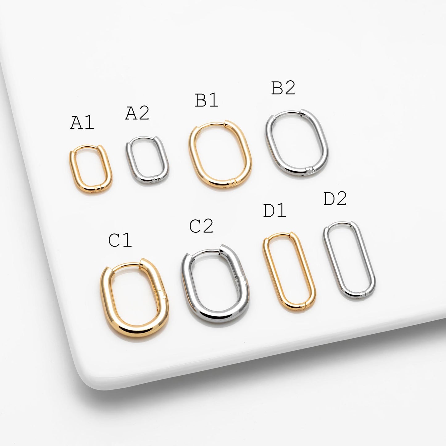 4pcs Gold/ Silver Dangle Minimalist Huggies Earring 20x16mm, Gold/ Rhodium plated Stainless Steel, Gold Huggie Earrings Supply (GB-2388)