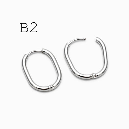4pcs Gold/ Silver Dangle Minimalist Huggies Earring 20x16mm, Gold/ Rhodium plated Stainless Steel, Gold Huggie Earrings Supply (GB-2388)