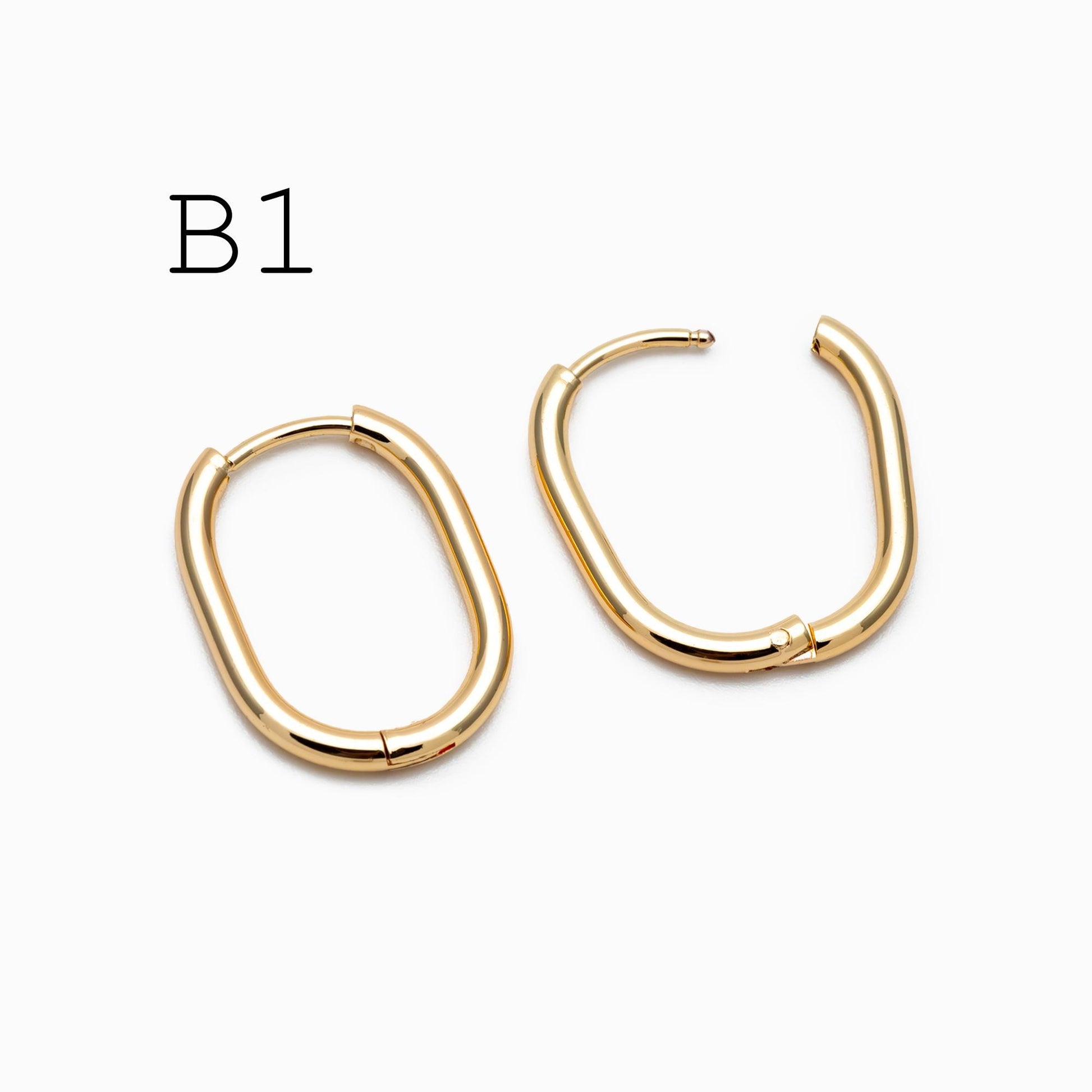 4pcs Gold/ Silver Dangle Minimalist Huggies Earring 20x16mm, Gold/ Rhodium plated Stainless Steel, Gold Huggie Earrings Supply (GB-2388)