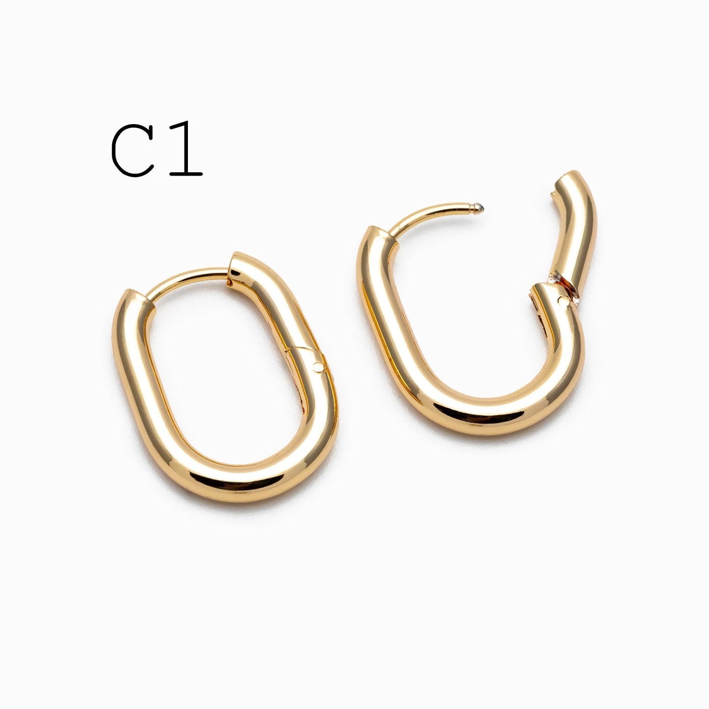 4pcs Gold/ Silver Dangle Minimalist Huggies Earring 20x16mm, Gold/ Rhodium plated Stainless Steel, Gold Huggie Earrings Supply (GB-2388)