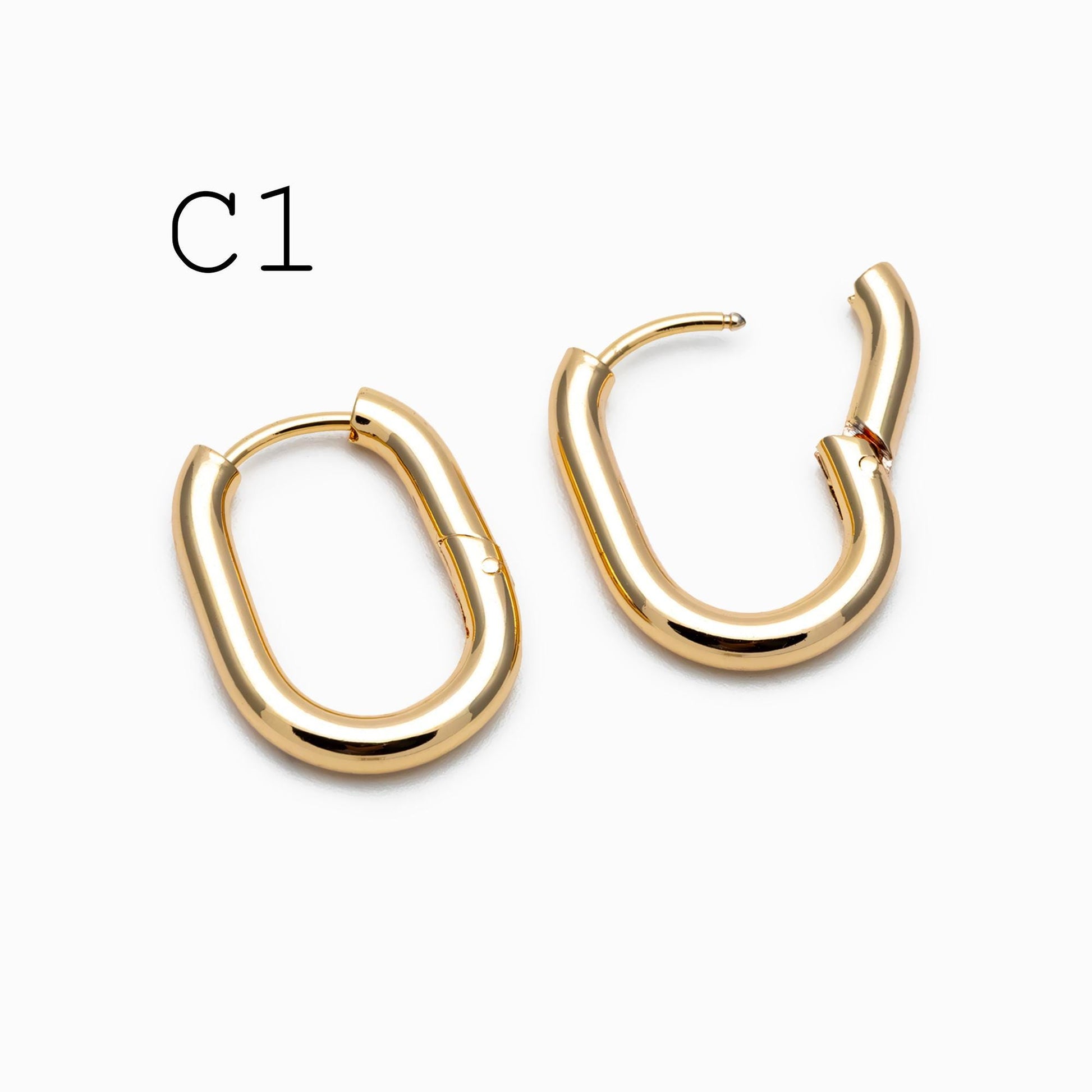 4pcs Gold/ Silver Dangle Minimalist Huggies Earring 20x16mm, Gold/ Rhodium plated Stainless Steel, Gold Huggie Earrings Supply (GB-2388)
