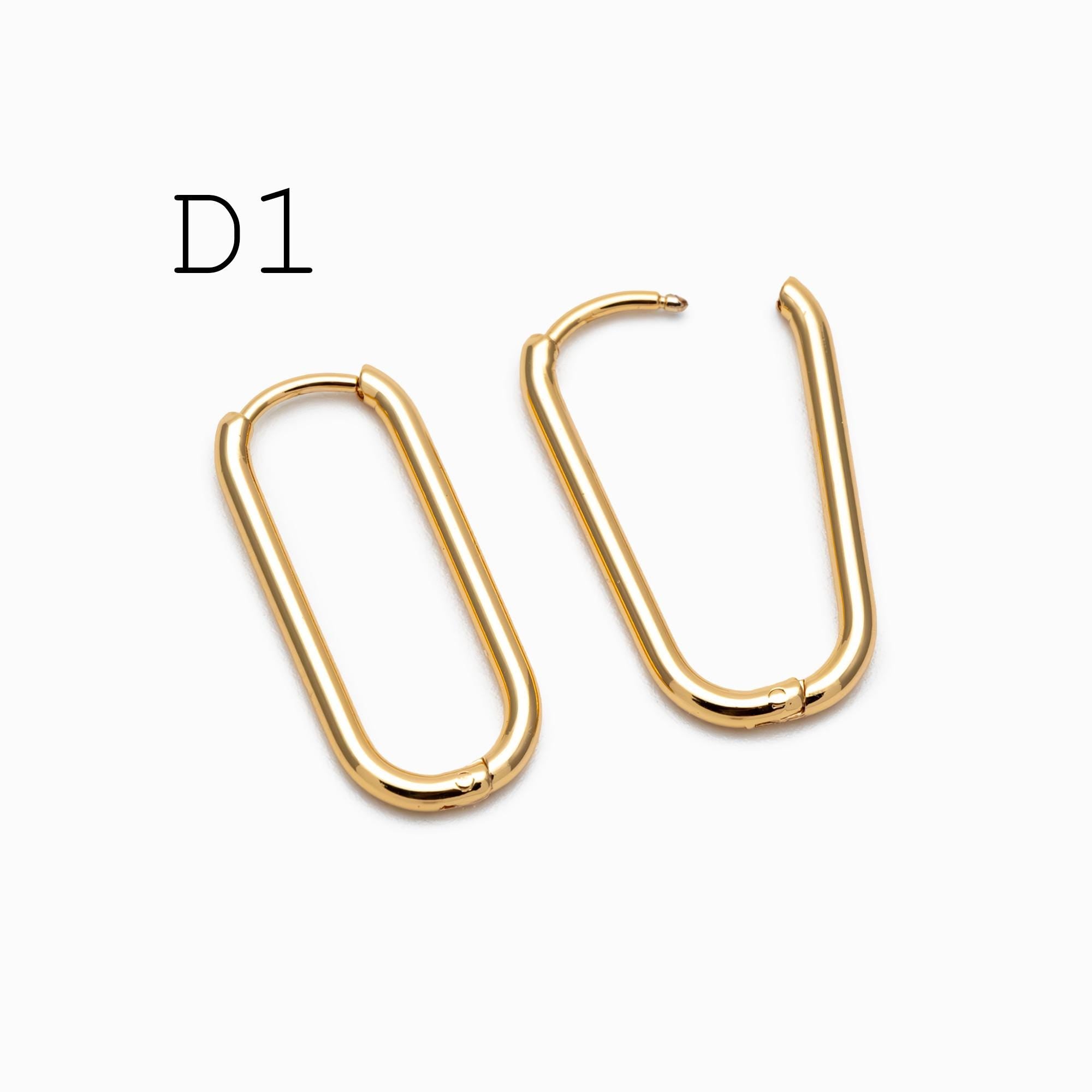 4pcs Gold/ Silver Dangle Minimalist Huggies Earring, Gold/ Rhodium plated Stainless Steel, Gold Huggie Earrings Supply (GB-2388)