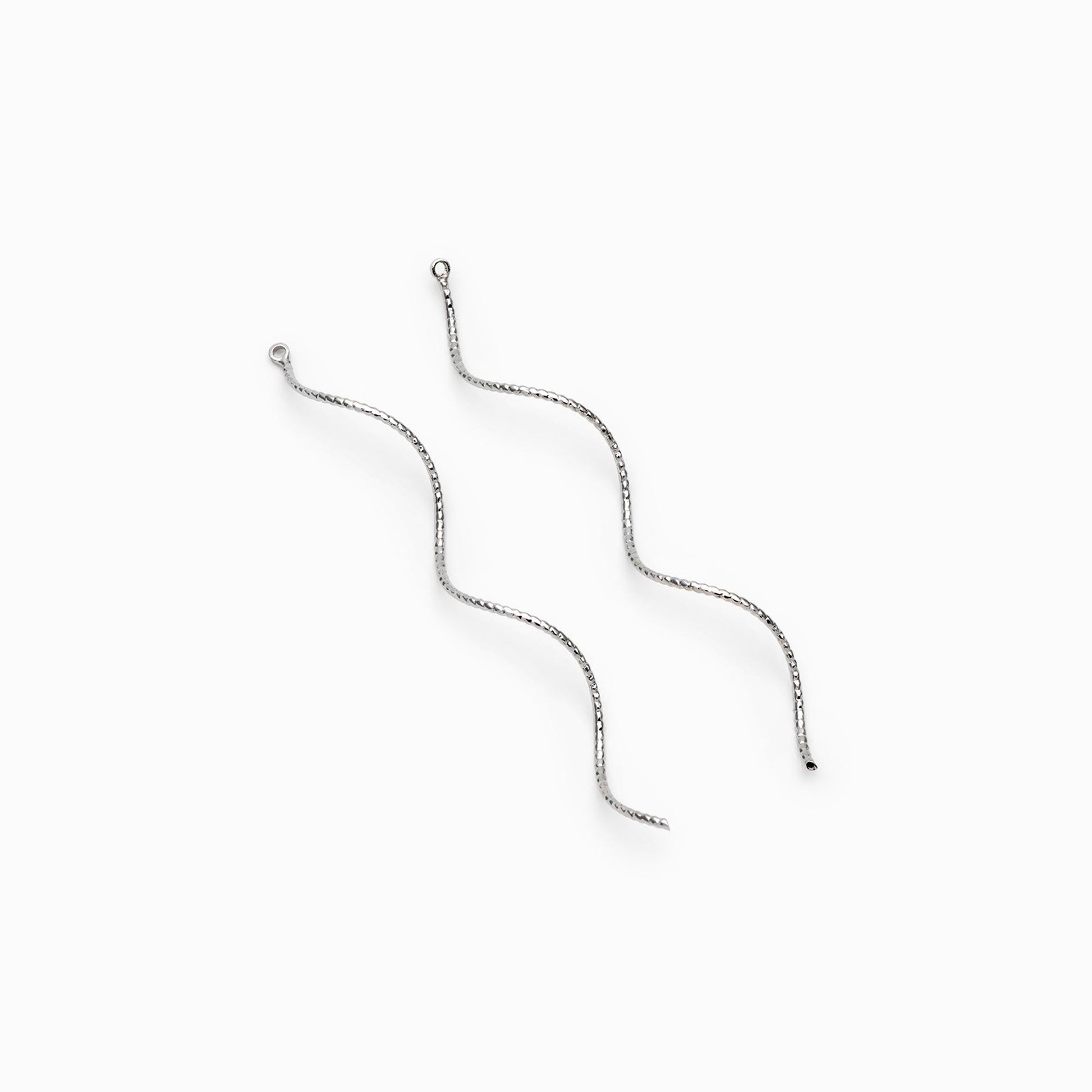 10pcs Silver Tone Twist Bar Pendants 67mm, Earring Component Charms (GB-4720)