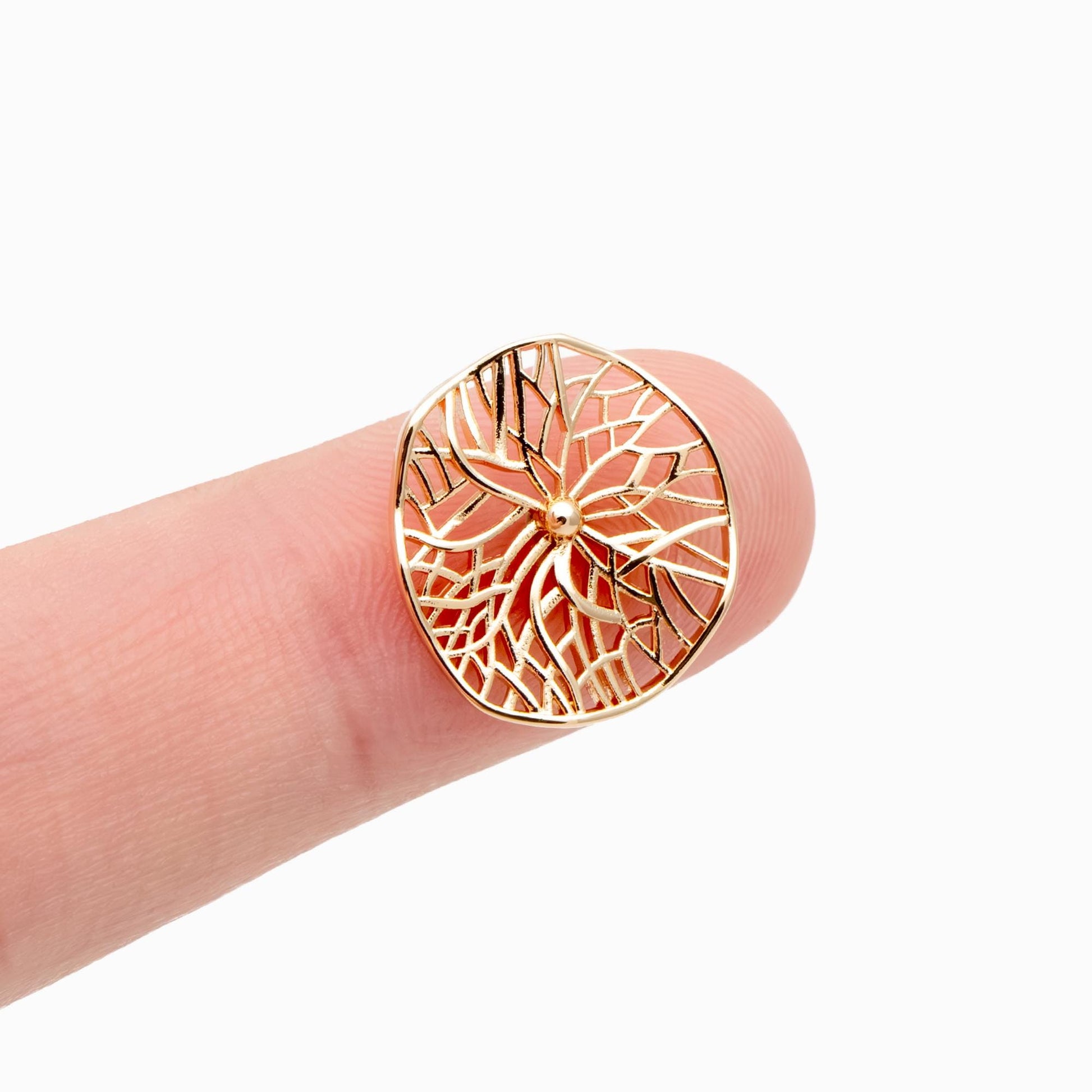 10pcs Gold Filigree Charms, 18K Gold plated Brass Hollow Connectors (GB-4717)