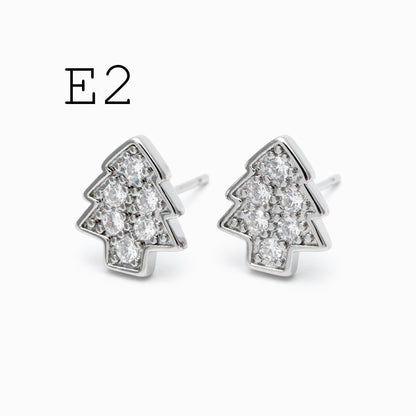 10pcs Gold/ Rhodium plated Brass Christmas Stud Earrings (GB-139)