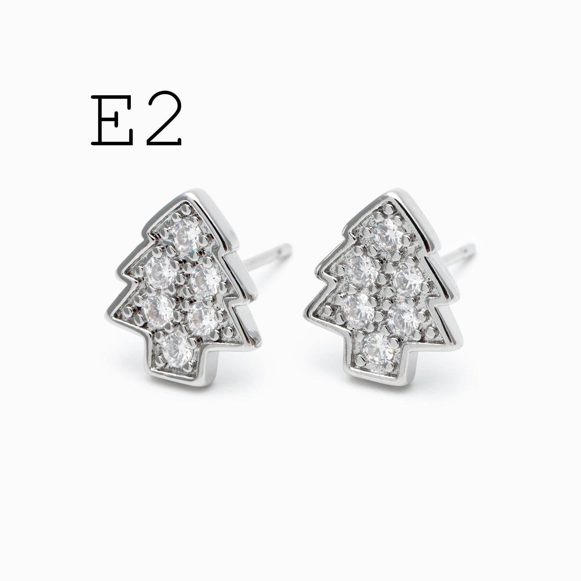 10pcs Gold/ Rhodium plated Brass Christmas Stud Earrings (GB-139)