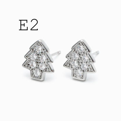 10pcs Gold/ Rhodium plated Brass Christmas Stud Earrings (GB-139)