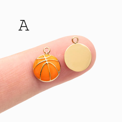 4pcs Enamel Sports Charms, PVD Gold Stainless Steel, Jewelry Making Supply (GB-4702)