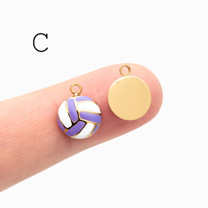 4pcs Enamel Sports Charms, PVD Gold Stainless Steel, Jewelry Making Supply (GB-4702)