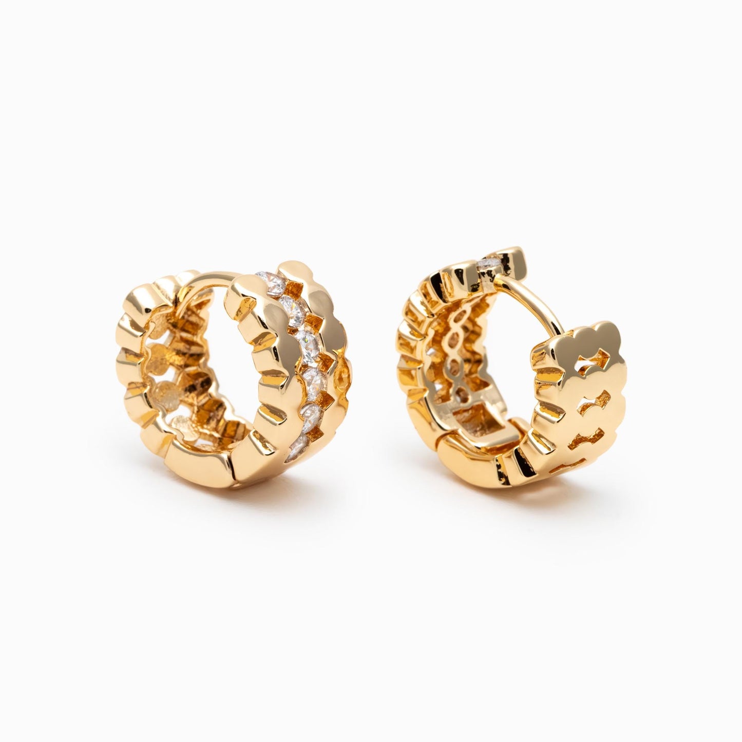 4pcs CZ Pave Gold/ Silver Tone Round Hoop Earrings, Huggie Earrings, Minimalist Earring, Small Gold Hoops Earring (GB-4707)