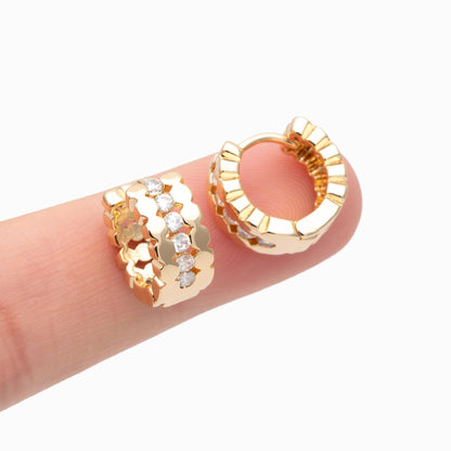 4pcs CZ Pave Gold/ Silver Tone Round Hoop Earrings, Huggie Earrings, Minimalist Earring, Small Gold Hoops Earring (GB-4707)