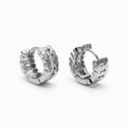 4pcs CZ Pave Gold/ Silver Tone Round Hoop Earrings, Huggie Earrings, Minimalist Earring, Small Gold Hoops Earring (GB-4707)