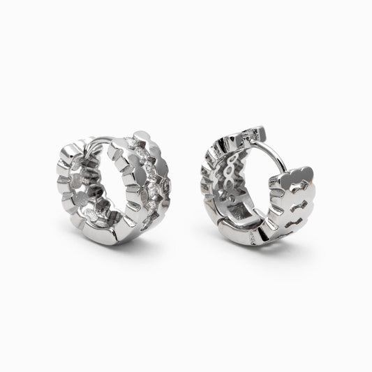 4pcs CZ Pave Gold/ Silver Tone Round Hoop Earrings, Huggie Earrings, Minimalist Earring, Small Gold Hoops Earring (GB-4707)