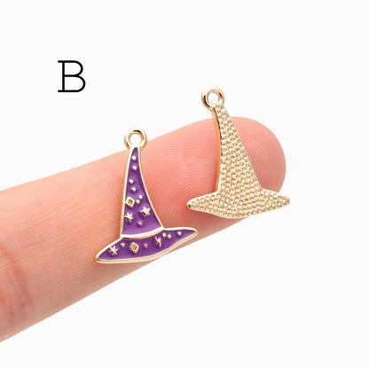 4pcs Enamel Halloween Charms, Gold plated Alloy, Jewelry Making Supply (GB-4708)