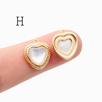 4pcs Gold/ Silver Tone Heart Charms, 18K Gold/ Rhodium plated Brass, Dainty Heart Pendants (GB-2782)