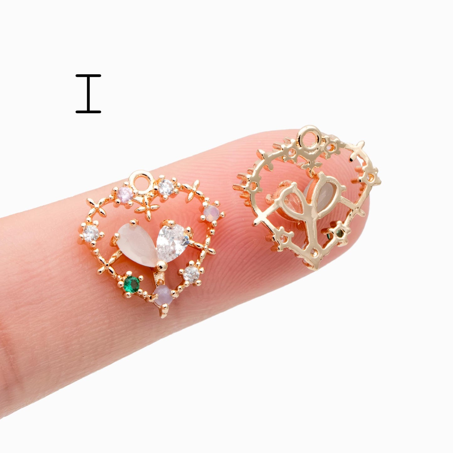 4pcs Gold/ Silver Tone Heart Charms, 18K Gold/ Rhodium plated Brass, Dainty Heart Pendants (GB-2782)